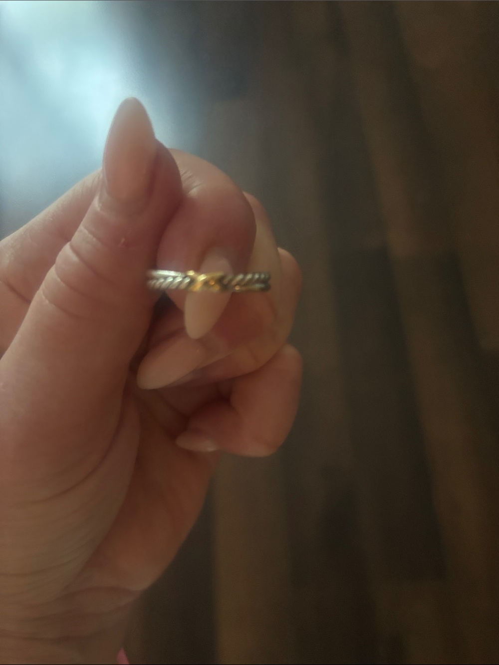 David Yurman Two-Tone Cable Ring with Gold Accent